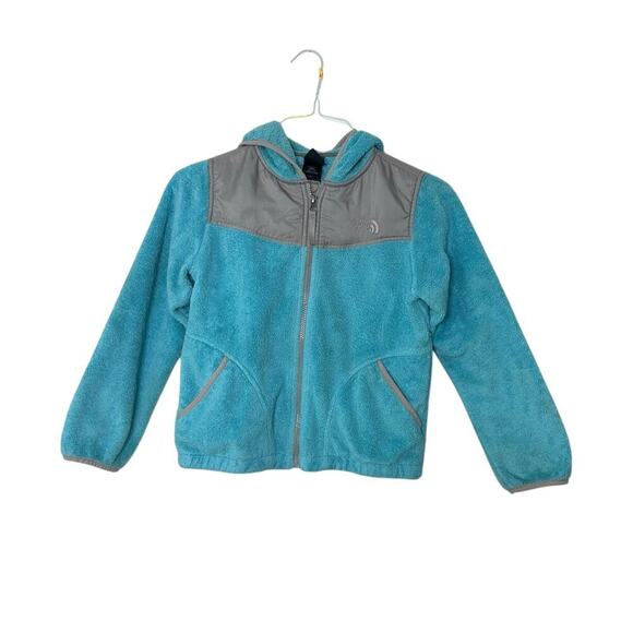 The North Face Big Girl’s Full Zip Fleece Jacket Size Medium 10/12 Turquoise - Picture 1 of 13